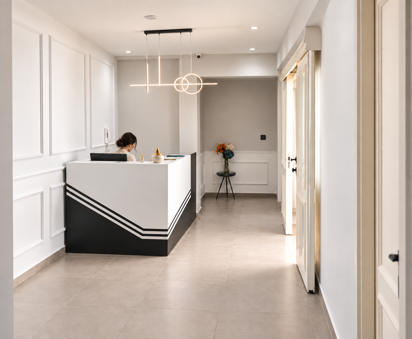 Comptoir d'accueil du Cabinet Smyle, quartier Gauthier
